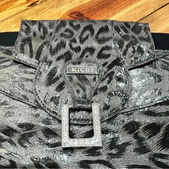 Miche Tyra black and gray animal print cover with rhinestone buckle - Picture 3 of 8